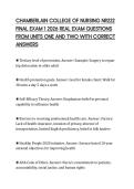 CHAMBERLAIN COLLEGE OF NURSING NR222 FINAL EXAM 1 2026 REAL EXAM QUESTIONS FROM UNITS ONE AND TWO WITH CORRECT ANSWER