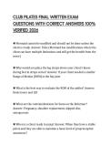 CLUB PILATES FINAL WRITTEN EXAM QUESTIONS WITH CORRECT ANSWERS 100&percnt; VERIFIED 2026
