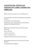 CLUB PILATES FINAL WRITTEN EXAM QUESTIONS WITH CORRECT ANSWERS 100&percnt; VERIFIED 2026