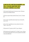 CLUB PILATES WRITTEN EXAMPREP 2026 FULLY SOLVED QUESTIONS WITH DETAILED VERIFIED SOLUTIONS