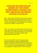 CISSN EXAM 2026 QUESTIONS AND  ANSWERS&vert; ACE YOUR GRADES&vert;  MACRONUTRIENTS&comma; ERGOGENIC AIDS&comma;  BODY COMPOSITION&comma; PERFORMANCE  NUTRITION & PHYSIOLOGY&period;