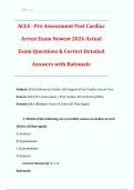 ACLS - Pre Assessment Post Cardiac  Arrest Exam Newest 2026 Actual  Exam Questions & Correct Detailed  Answers with Rationale 