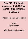 BSN 246 HESI Health Assessment V1 Actual Exam PDF &vert; 2026