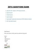 ZDTA Questions Bank 2026&sol;2027  &vert; Verified Questions & Answers PDF &starf; &vert; Comprehensive ZDTA Exam Prep &vert; Study Guide & Test Bank  &vert; Newest Actual Exam Questions &vert; Grade A&plus; Guaranteed