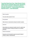 Texas Real Estate Exam Prep &vert; Most Recent Exam  2026 Actual Complete Real Exam Questions  And Correct Answers &lpar;Verified Answers&rpar;  Already Graded A&plus; &vert;Guaranteed Success&excl;&excl;  Newest Exam &vert; Just Released&excl;&excl;
