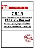 C815 Task 2 Passed &lpar;2026&rpar; &vert; Quality Improvement Plan &vert; WGU