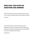 PEDS Final Exam 2025 &vert; 200-Question Test Bank &vert; Pediatric Nursing Practice &vert; Exam-Ready Verified Answers