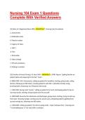 Nursing 104 Exam 1 Questions Complete With Verified Answers &vert; 100&percnt; pass