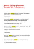 Nursing 104 Exam 3 Questions Complete With Verified Answers