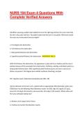 NURS 104 Exam 4 Questions With Complete Verified Answers