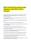 EDU 119 Final Exam Study Guide Questions with 100&percnt; Correct Answers 