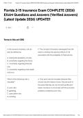 Florida 2-15 Insurance Exam COMPLETE &lpar;2026&rpar; EXAM Questions and Answers &lpar;Verified Answers&rpar; &lpar;Latest Update 2026&rpar; UPDATE&excl;&excl;