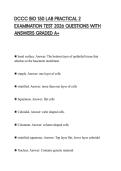 DCCC BIO 150 LAB PRACTICAL 2 EXAMINATION TEST 2026 QUESTIONS WITH ANSWERS GRADED A&plus;