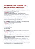 IRRSP Practice Test Questions And  Answers Verified 100&percnt; Correct 