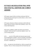 DCF RULES AND REGULATIONS FINAL PAPER 2026 EXAM FULL QUESTIONS AND CORRECT ANSWERS