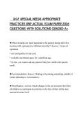 DCF SPECIAL NEEDS APPROPRIATE PRACTICES SNP ACTUAL EXAM PAPER 2026 QUESTIONS WITH SOLUTIONS GRADED A&plus;