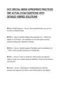 DCF SPECIAL NEEDS APPROPRIATE PRACTICES SNP ACTUAL EXAM QUESTIONS WITH DETAILED VERIFIED SOLUTIONS