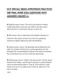 DCF SPECIAL NEEDS APPROPRIATE PRACTICES SNP FINAL PAPER 2026 QUESTIONS WITH ANSWERS GRADED A&plus;