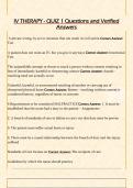 IV THERAPY - QUIZ 1 Questions and Verified  Answers