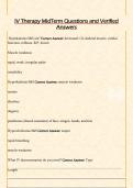 IV Therapy MidTerm Questions and Verified  Answers