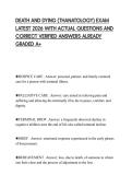 DEATH AND DYING &lpar;THANATOLOGY&rpar; EXAM LATEST 2026 WITH ACTUAL QUESTIONS AND CORRECT VERIFIED ANSWERS ALREADY GRADED A&plus;