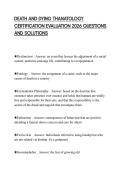 DEATH AND DYING THANATOLOGY CERTIFICATION EVALUATION 2026 QUESTIONS AND SOLUTIONS
