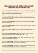 Nursing Concepts 2 - Midterm Study Guide  Questions and Verified Answers
