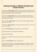 Nursing Concepts 2 - Midterm Questions and  Verified Answers