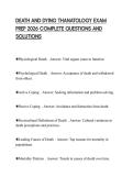 DEATH AND DYING THANATOLOGY EXAM PREP 2026 COMPLETE QUESTIONS AND SOLUTIONS