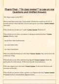 Pharm Final - &ast;&ast;In class review&ast;&ast; la cata en vrai  Questions and Verified Answers 