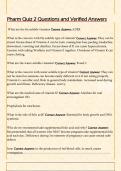 Pharm Quiz 2 Questions and Verified Answers 