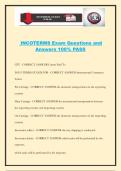 INCOTERMS Exam Questions and Answers 100&percnt; PASS