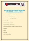 NYS Notary Public Exam Questions Solved 100&percnt; Correct A&plus; Pass
