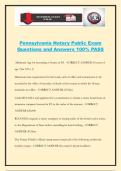 Pennsylvania Notary Public Exam Questions and Answers 100&percnt; PASS