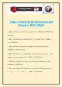 Notary Public Exam Questions and Answers 100&percnt; PASS