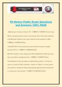 PA Notary Public Exam Questions and Answers 100&percnt; PASS