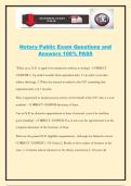 Notary Public Exam Questions and Answers 100&percnt; PASS