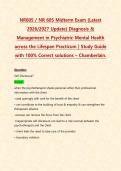 NR605 &sol; NR 605 Midterm Exam &lpar;Latest 2026&sol;2027 Update&rpar; Diagnosis & Management in Psychiatric-Mental Health across the Lifespan Practicum &vert; Study Guide with 100&percnt; Correct solutions &ndash; Chamberlain&period;
