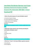 Iowa Water Distribution Operator Level I Exam Questions And Correct Answers &lpar;Verified Answers&rpar; Plus Rationales 2026 Q&A &vert; Instant Download Pdf
