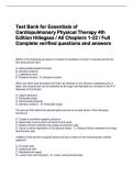 Test Bank for Essentials of Cardiopulmonary Physical Therapy 4th Edition Hillegass &sol; All Chapters 1-22 &sol; Full Complete verified questions and answers