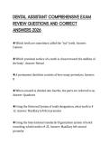 DENTAL ASSISTANT COMPREHENSIVE EXAM REVIEW QUESTIONS AND CORRECT ANSWERS 2026