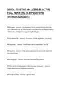 DENTAL ASSISTING MN LICENSURE ACTUAL EXAM PAPER 2026 QUESTIONS WITH ANSWERS GRADED A&plus;