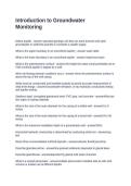 Introduction to Groundwater Monitoring Questions and Answers