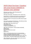 AACN Critical Care Exam 1 Questions with correct Answers 2026&sol;2027 A&plus; GRADED 100&percnt; VERIFIED