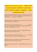 Texas Mold Assessment Consultant Exam &ndash; EXAM STUDY GUIDE 2026&sol;2027 COMPLETE QUESTIONS WITH VERIFIED CORRECT ANSWERS &vert;&vert; 100&percnt; GUARANTEED PASS <NEWEST VERSION>