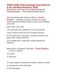 NURS 3550 Pharmacology Final Exam Q & As &lpar;Verified Answers&rpar; 2026