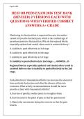 HESI OB PEDS EXAM 2026 TEST BANK  &lpar;REVISED&rpar; 2 VERSIONS EACH WITH  QUESTIONS WITH VERIFIED CORRECT  ANSWERS&sol;A&plus; GRADE