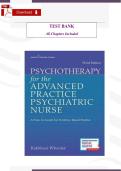 Psychotherapy for the Advanced Practice Psychiatric Nurse &lpar;3rd Edition&comma; Kathleen Wheeler&rpar; &ndash; Verified Test Bank & Study Guide &lpar;Chapters 1&ndash;24 Included&rpar;