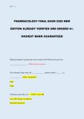 PHARMACOLOGY FINAL EXAM 2026 NEW  EDITION ALREADY VERIFIED AND GRADED A&plus;&period;  HIGHEST MARK GUARANTEED PHARMACOLOGY FINAL EXAM 2026 NEW  EDITION ALREADY VERIFIED AND GRADED A&plus;&period;  HIGHEST MARK GUARANTEED 
