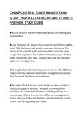 CHAMPIONS REAL ESTATE FINANCE EXAM SCRIPT 2026 FULL QUESTIONS AND CORRECT ANSWERS STUDY GUIDE